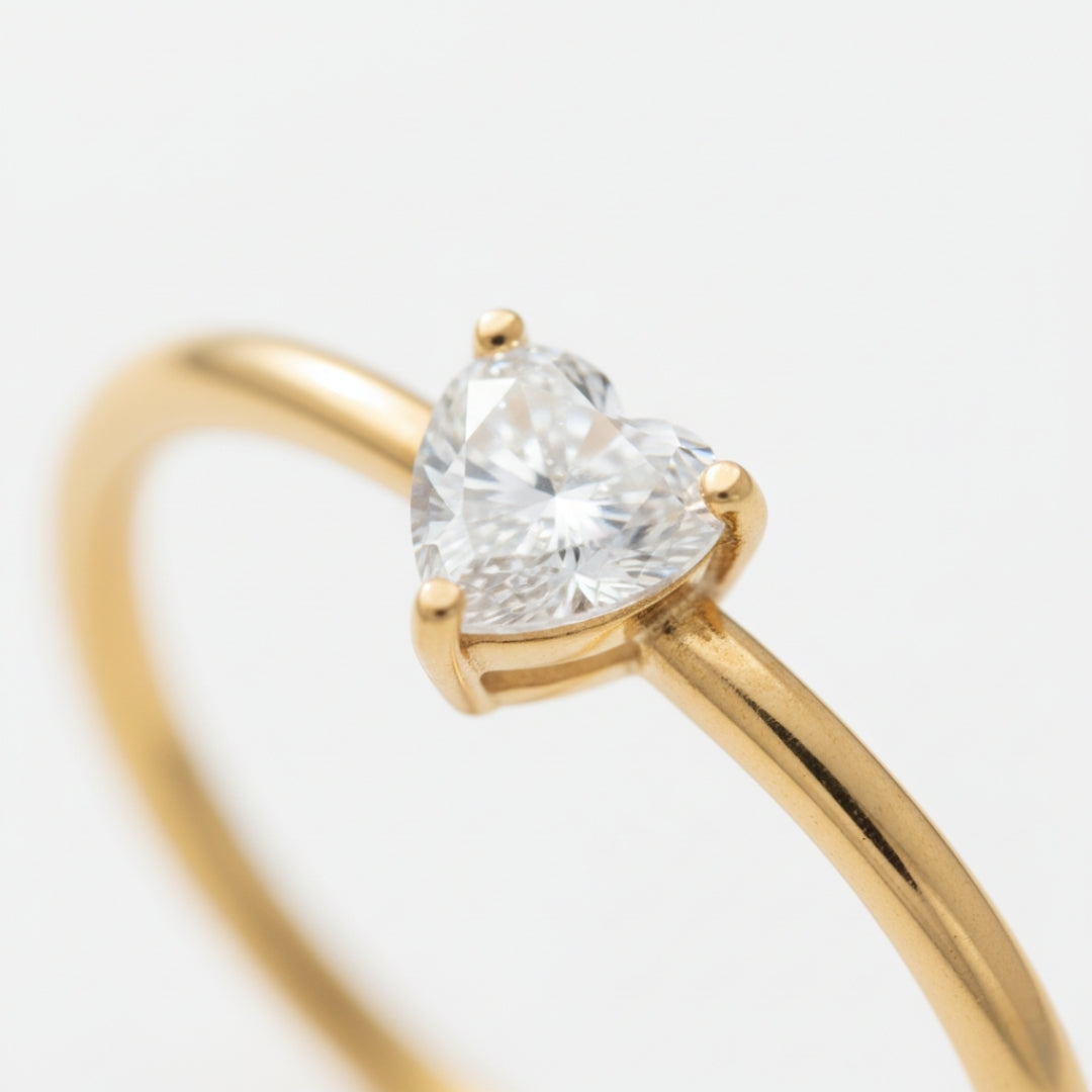 Close-up Golden Heartlight Ring Perth Australia Houseofhide showing crystal detail.