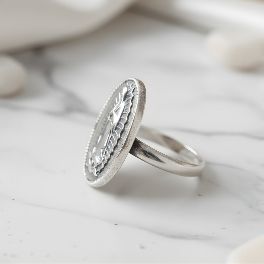 Guadalupe Shore Ring featuring engraved silver detailing Perth Australia jewellery