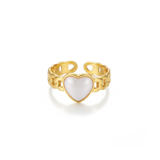 Heartlight Open Ring Perth Australia House of Hide stainless steel open band ring with heart-shaped gemstone