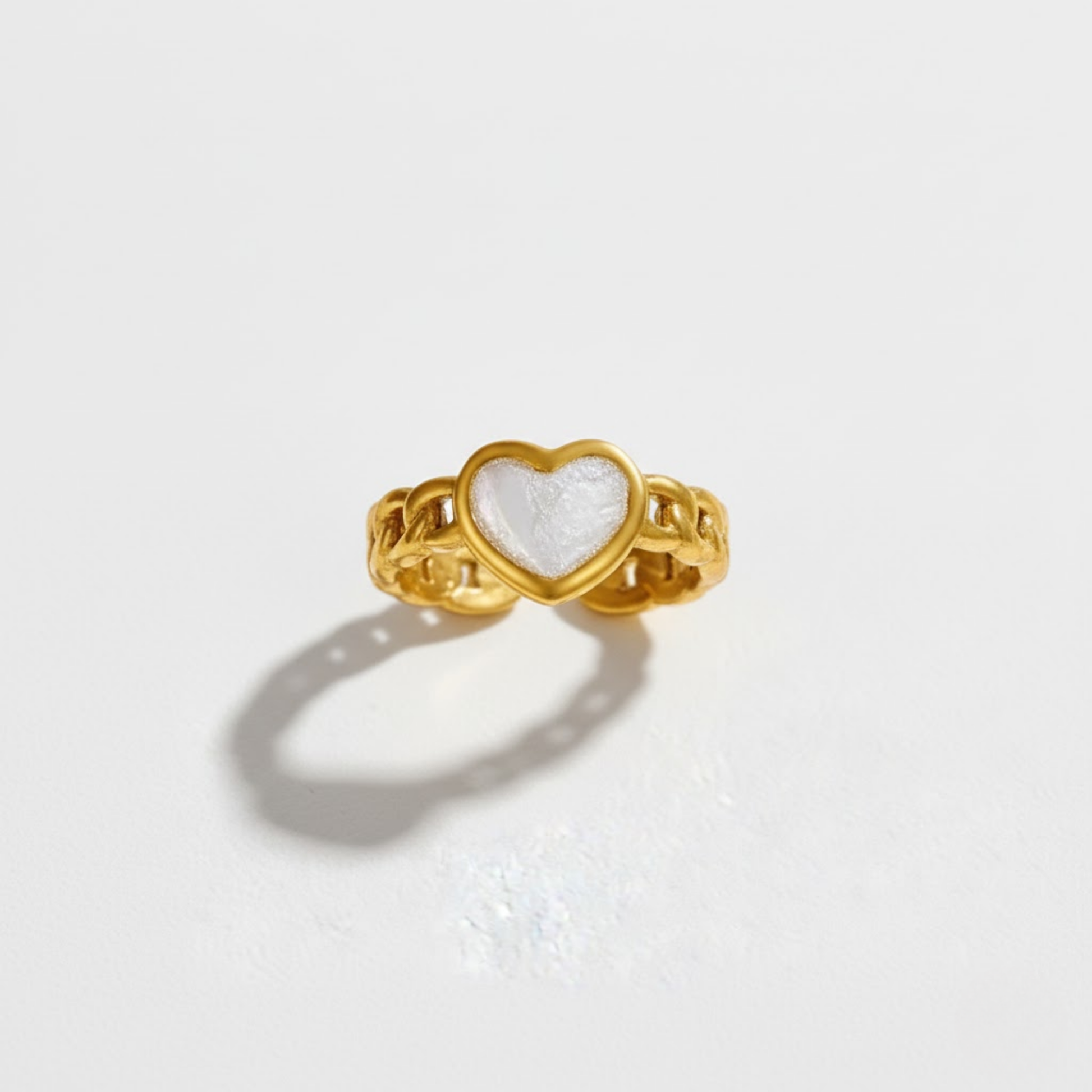 House of Hide Heartlight Open Ring minimalist heart gemstone ring made from hypoallergenic stainless steel