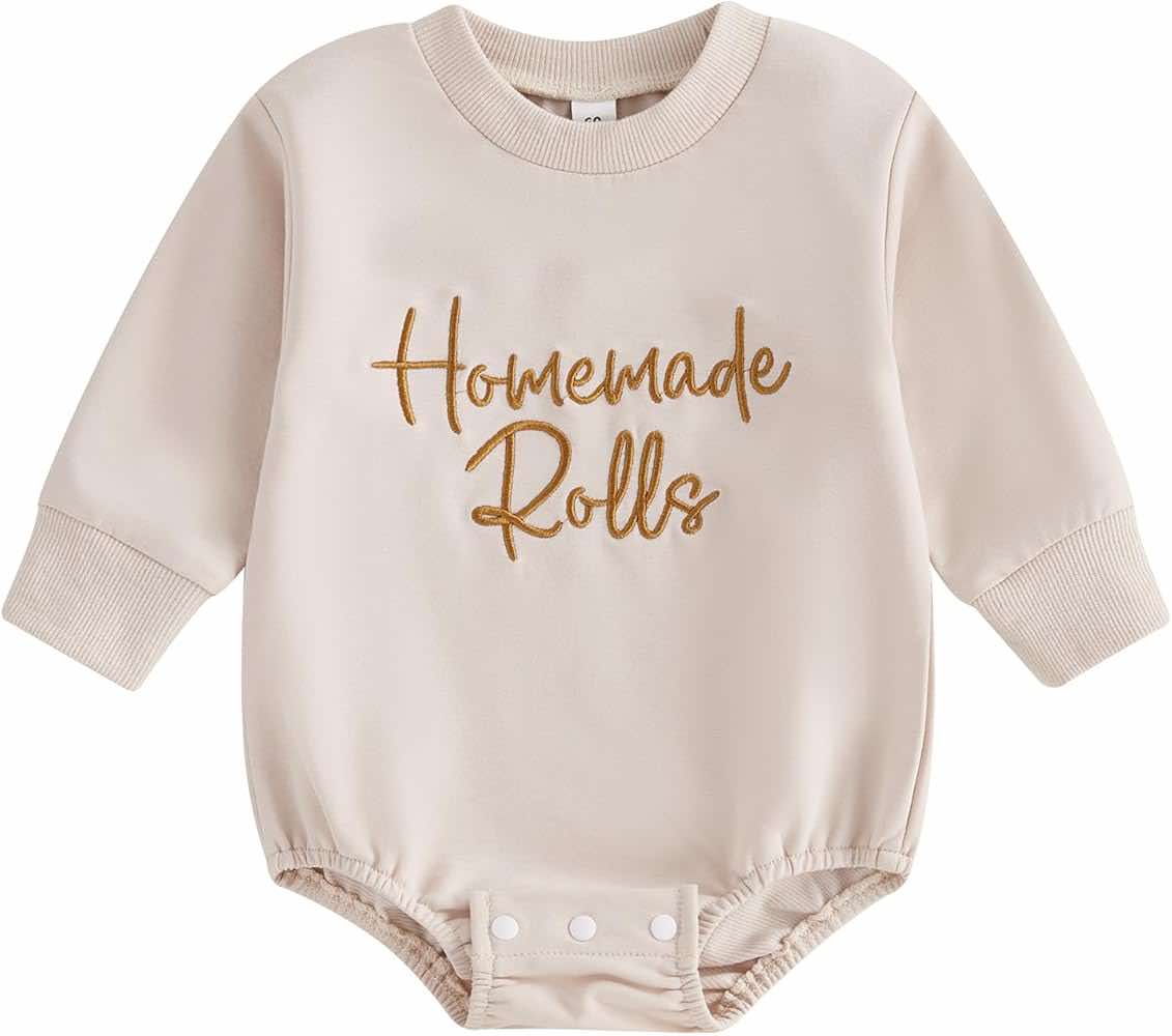 Infant and Toddler "Homemade Rolls" Onesie: Adorable Embroidered Baby Outfit - Shop House of Hide Australia