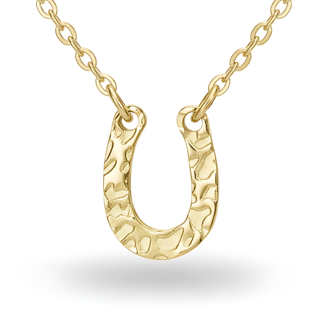 Isla Fortuna Necklace Perth Australia House of Hide silver stainless steel necklace with hammered horseshoe pendant