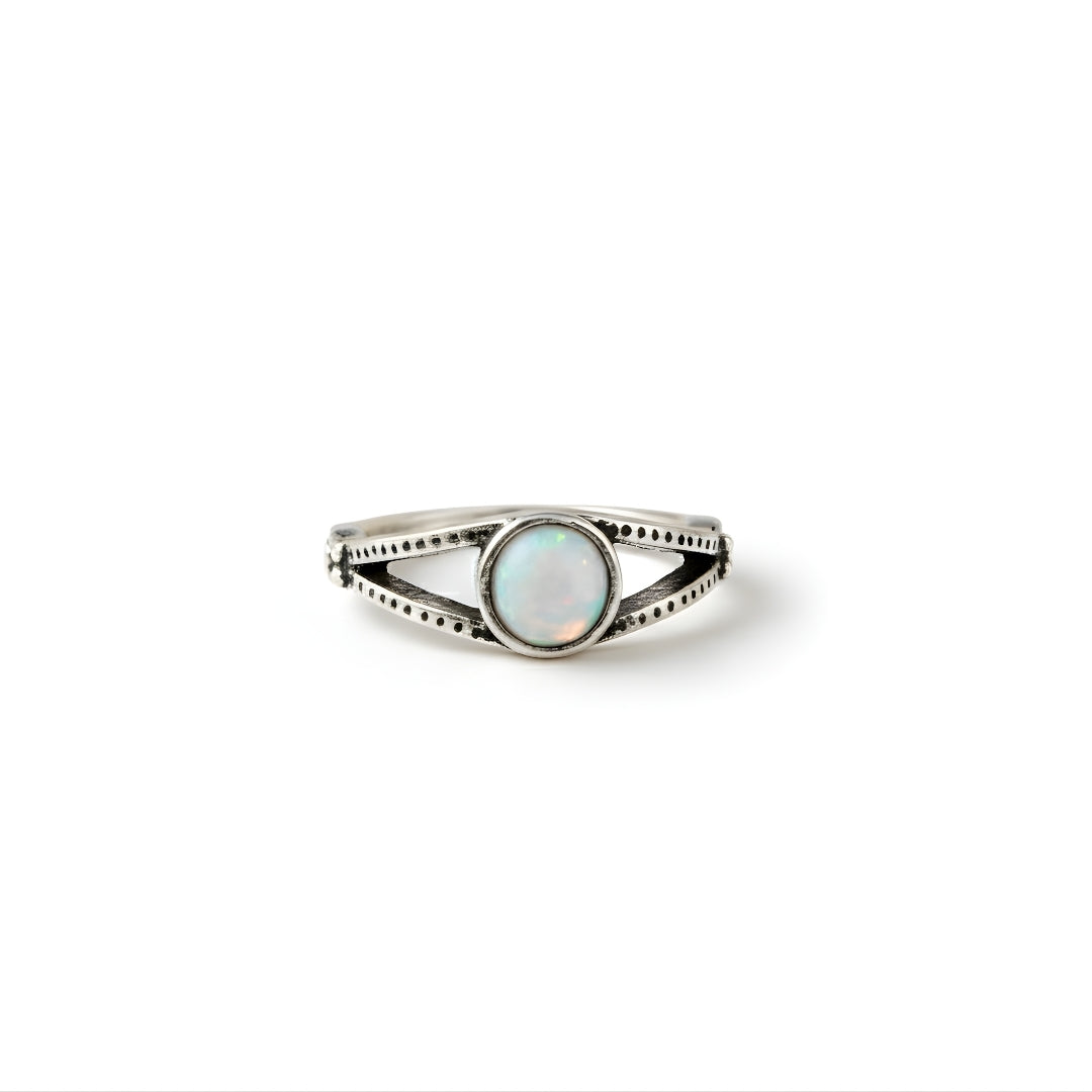 Island Dawn Ring Perth Australia House of Hide silver opal ring on white background