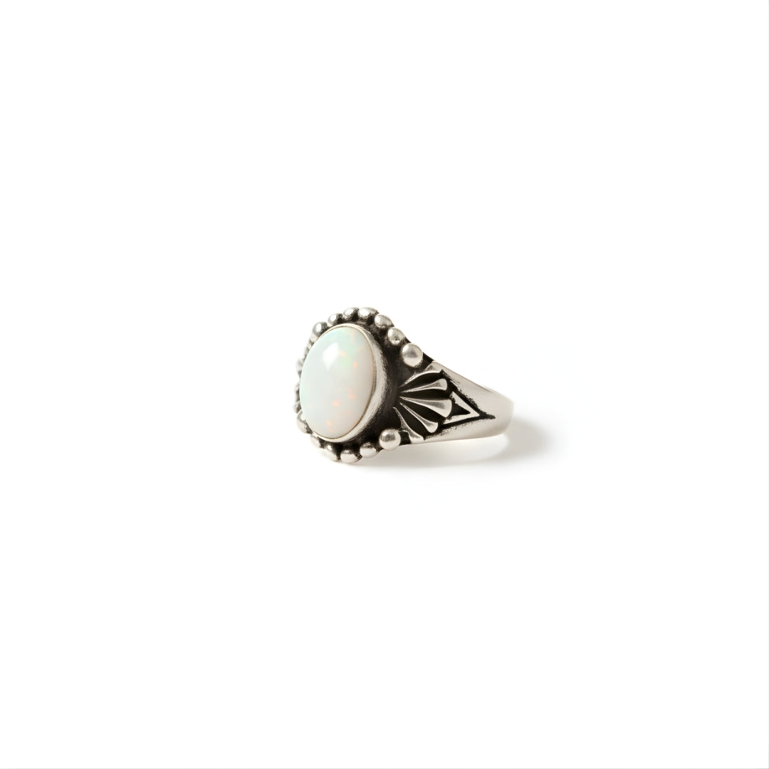 Luxury Island Moon Ring with opal stone Perth Australia House of Hide