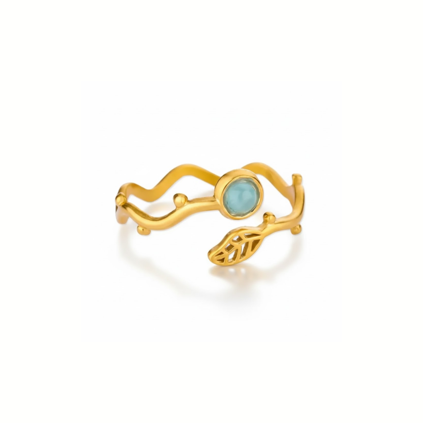 Lagoon Leaf Wrap Ring
