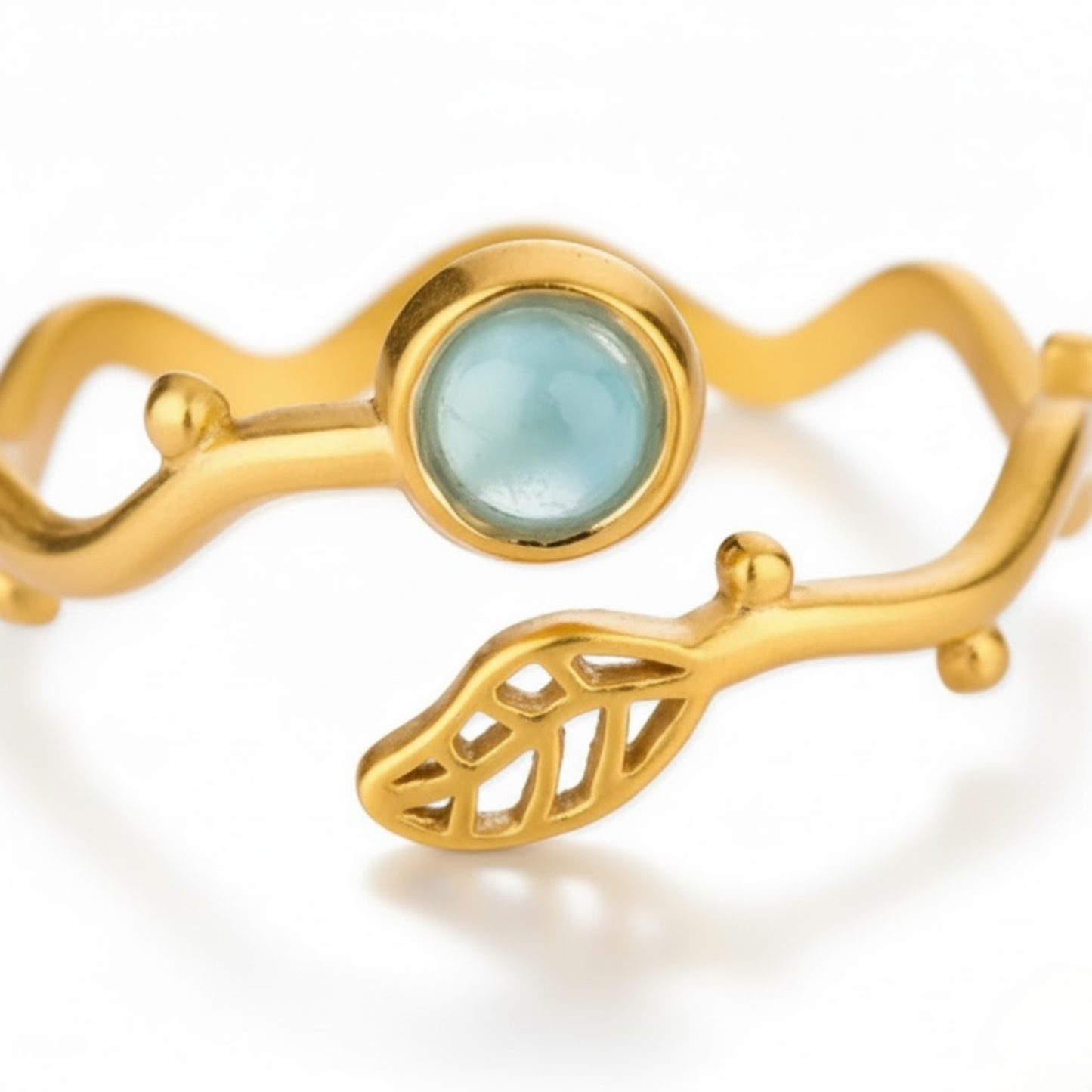 Lagoon Leaf Wrap Ring