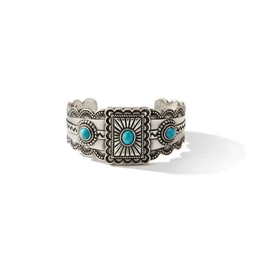 Liora Western Concho Cuff Bangle Perth Australia House of Hide silver bracelet with turquoise stones on white background