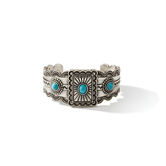 Liora Western Concho Cuff Bangle Perth Australia House of Hide silver bracelet with turquoise stones on white background