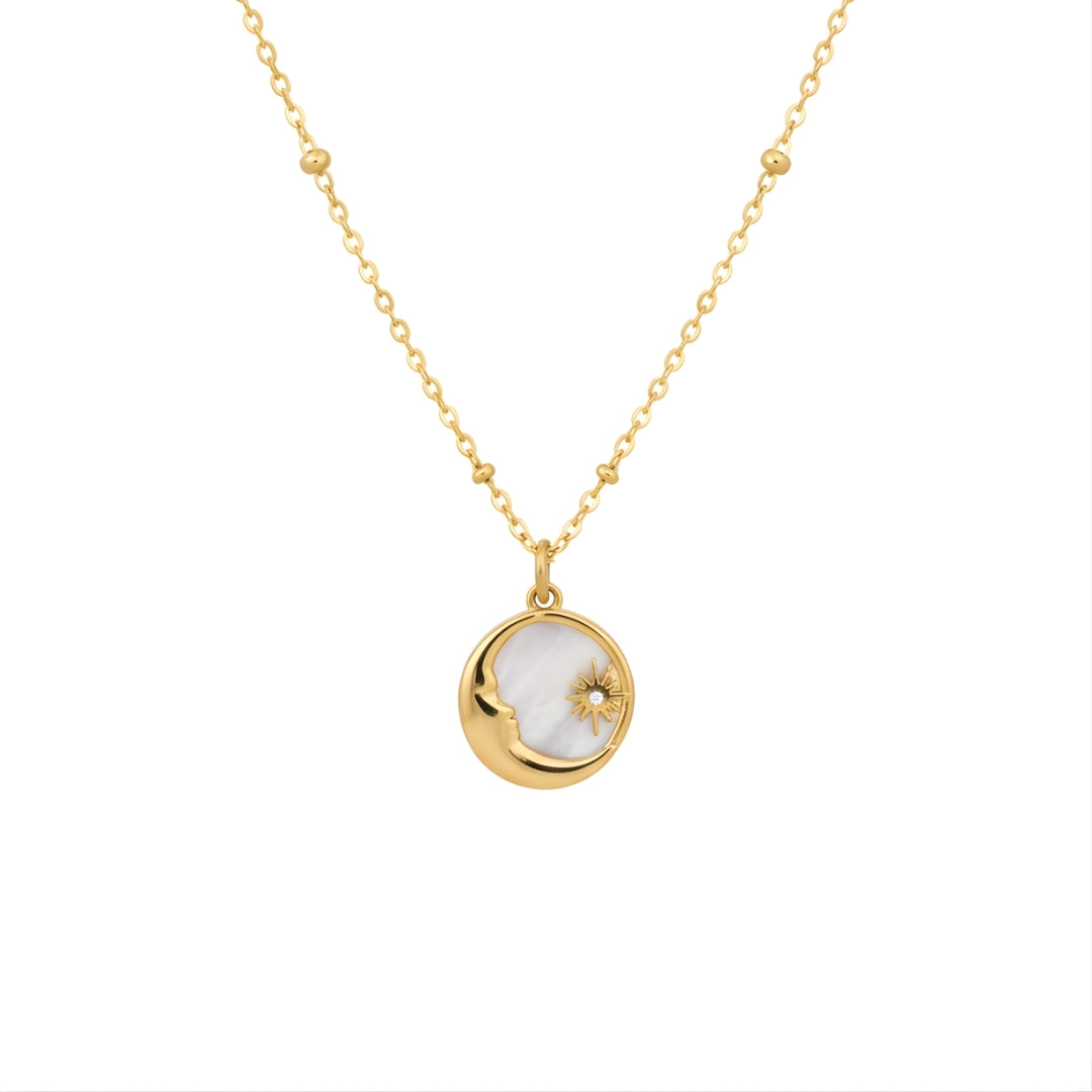 Luna Pendant Necklace with round moon design Perth Australia House of Hide minimalist jewellery