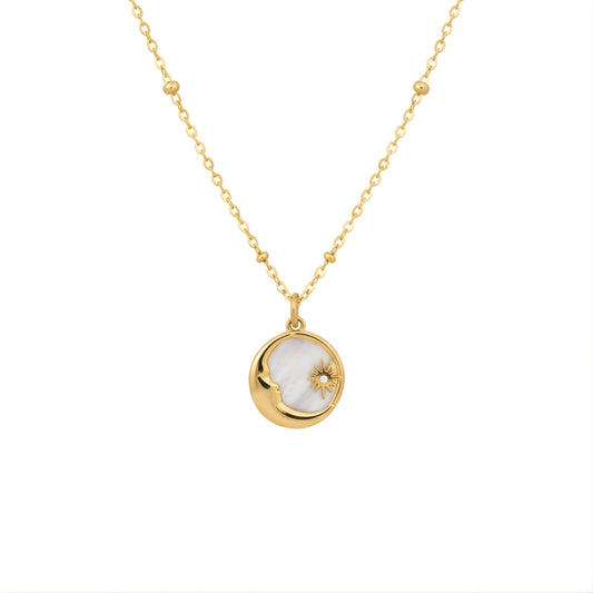 Luna Pendant Necklace with round moon design Perth Australia House of Hide minimalist jewellery