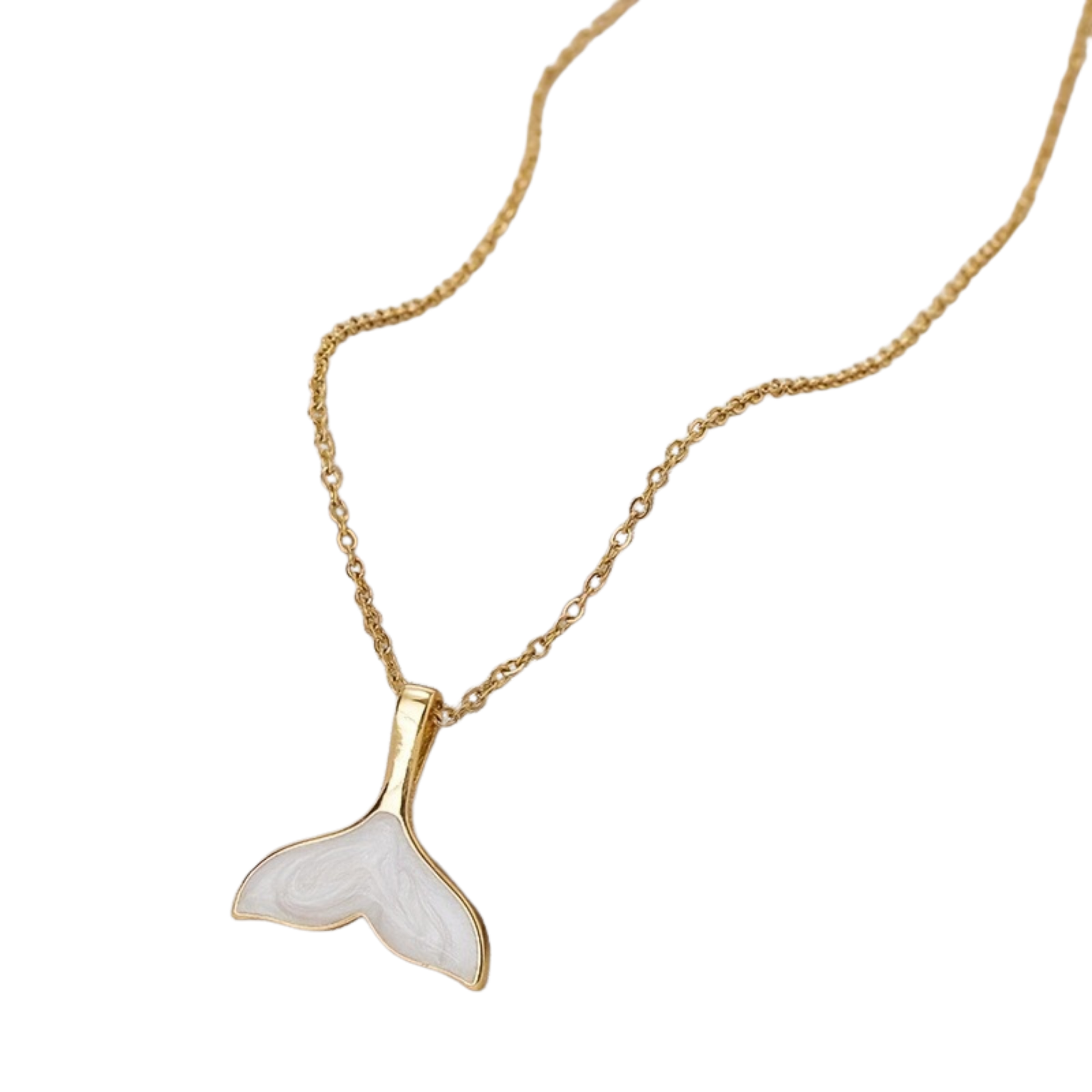 Maravéa Charm gold-plated whale tail pendant necklace symbolising serenity and strength, from House of Hide.