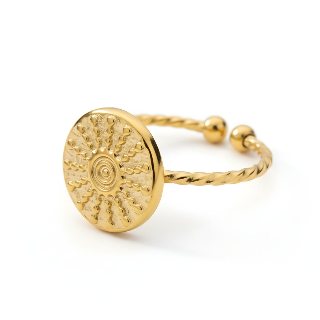 Marigold Mirage Ring displayed on neutral background, symbolising tropical light and timeless sophistication.