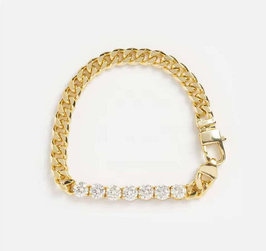 Mirage Set – gold necklace and bracelet with front zircon detail