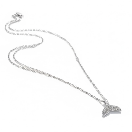 Moana Gleam Pendant Necklace Perth Australia House of Hide silver stainless steel necklace with zirconia mermaid tail