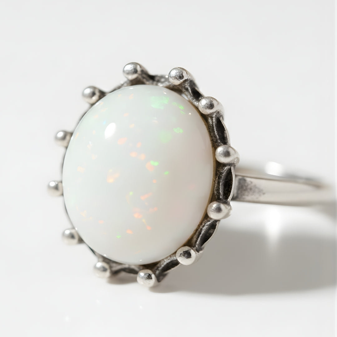 Luxury silver opal ring Perth Australia brand House of Hide product photo