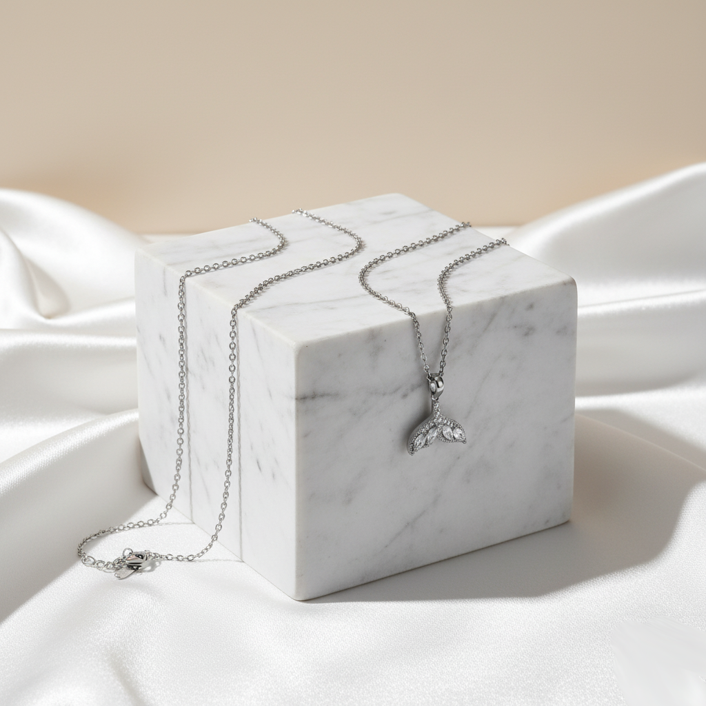 Ocean Mermaid Necklace Perth Australia House of Hide silver  coastal pendant necklace featuring mermaid tail charm