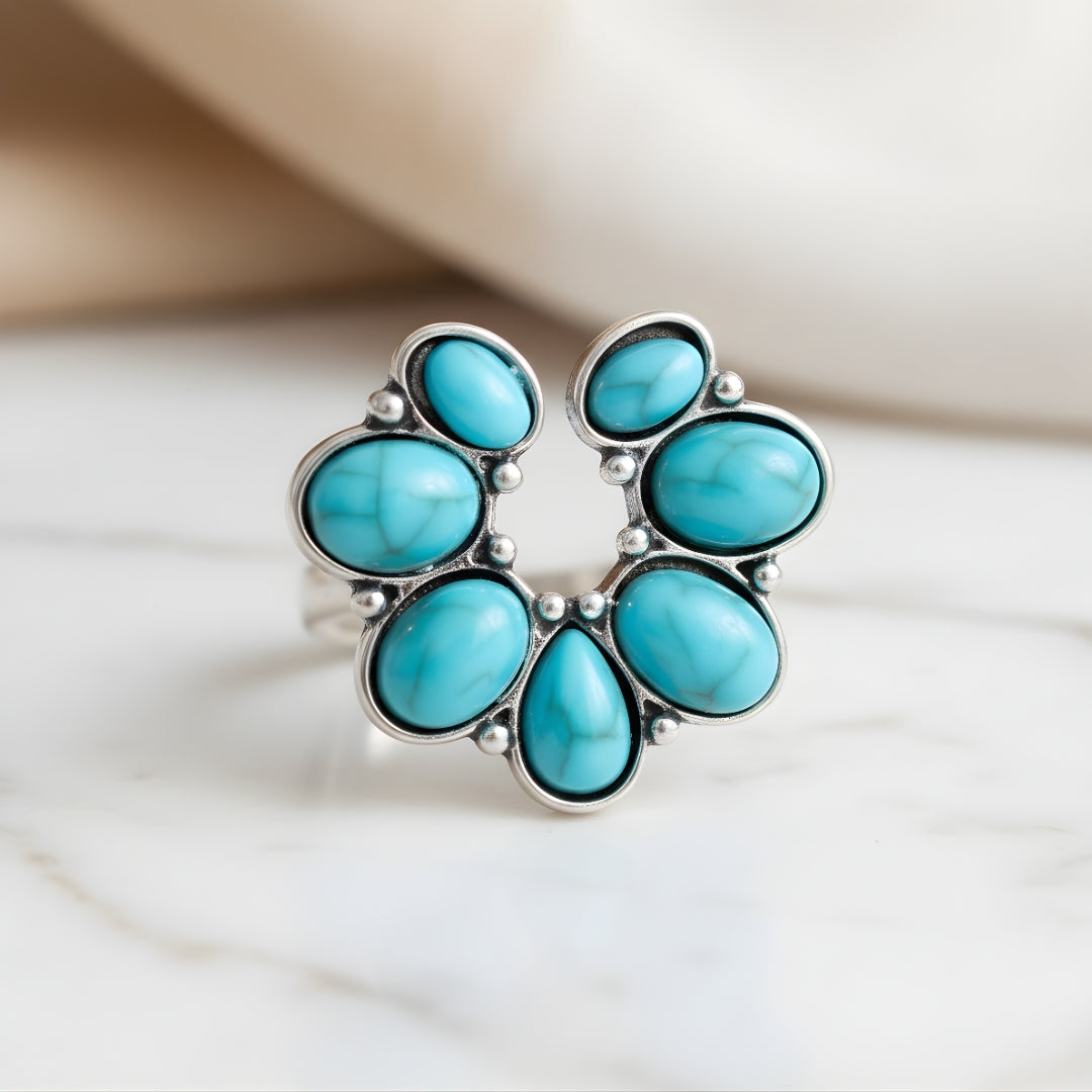 Turquoise and silver ring Perth Australia House of Hide Pacific Bloom jewellery