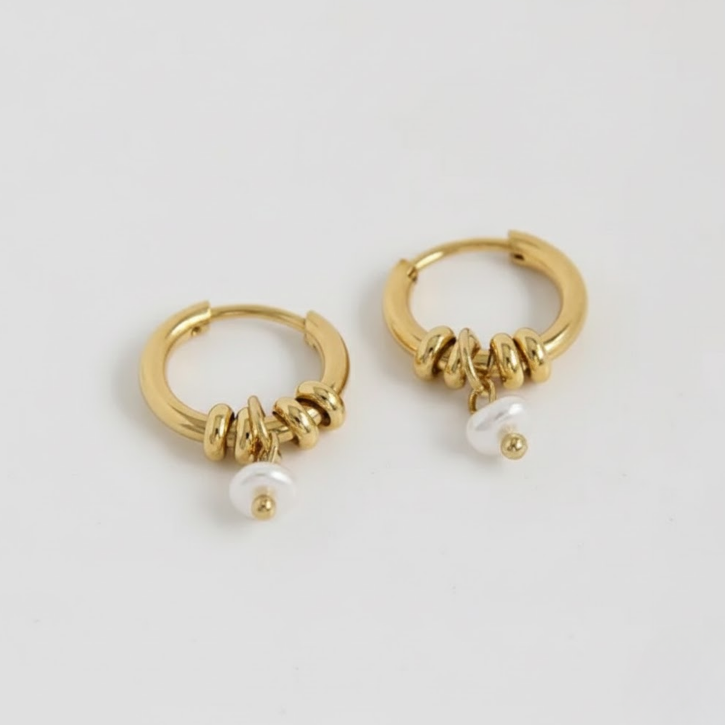 Pearl Cascade Hoops Perth Australia lightweight hypoallergenic non-tarnish pearl earrings

