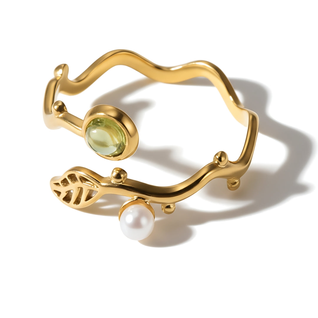 Pearl Leaf Harmony Ring from House of Hide, Perth jewellery boutique, symbolising serenity and renewal.