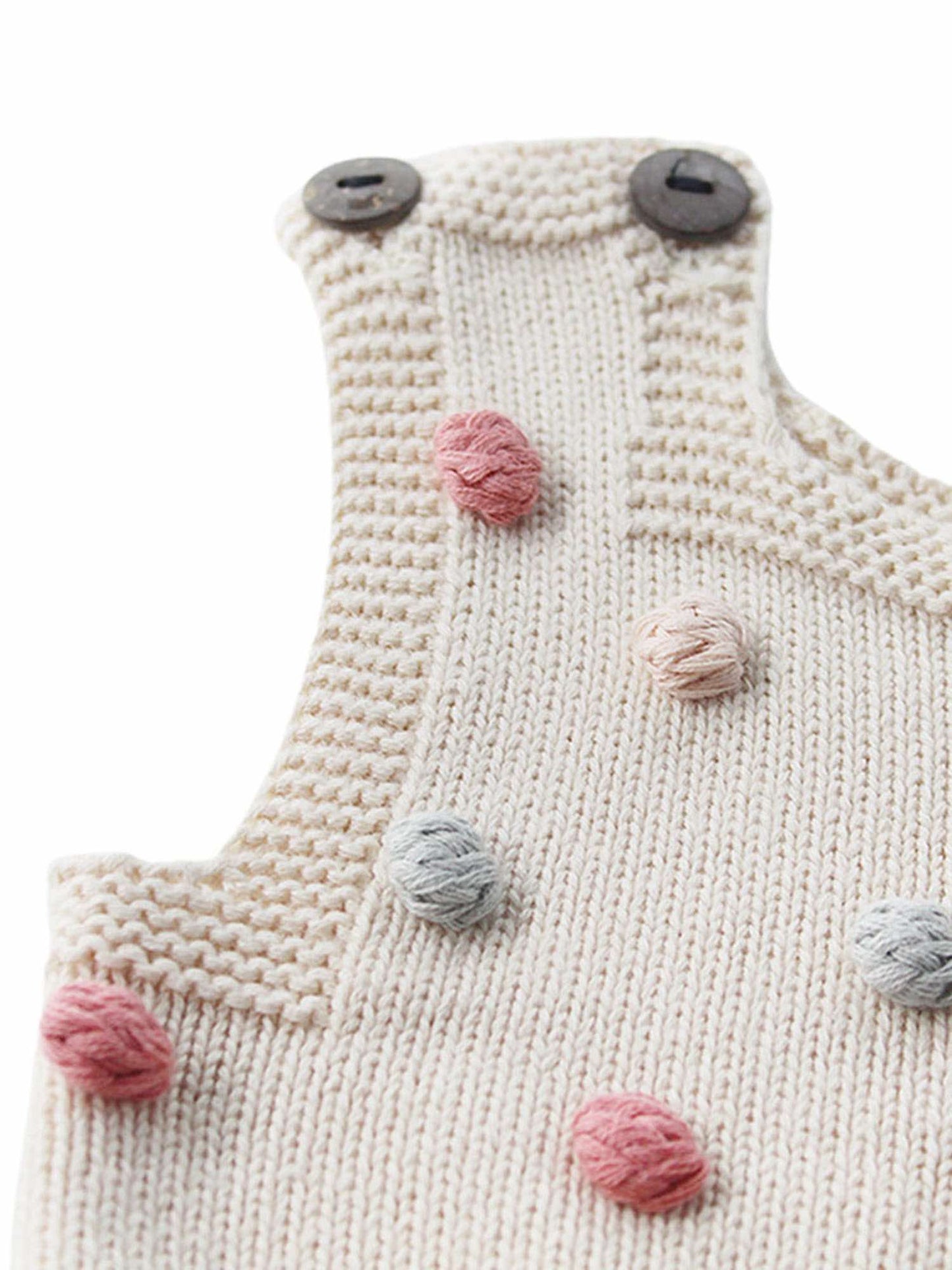Pompom Knitted Baby Romper 100% cotton knitted baby jumpsuit