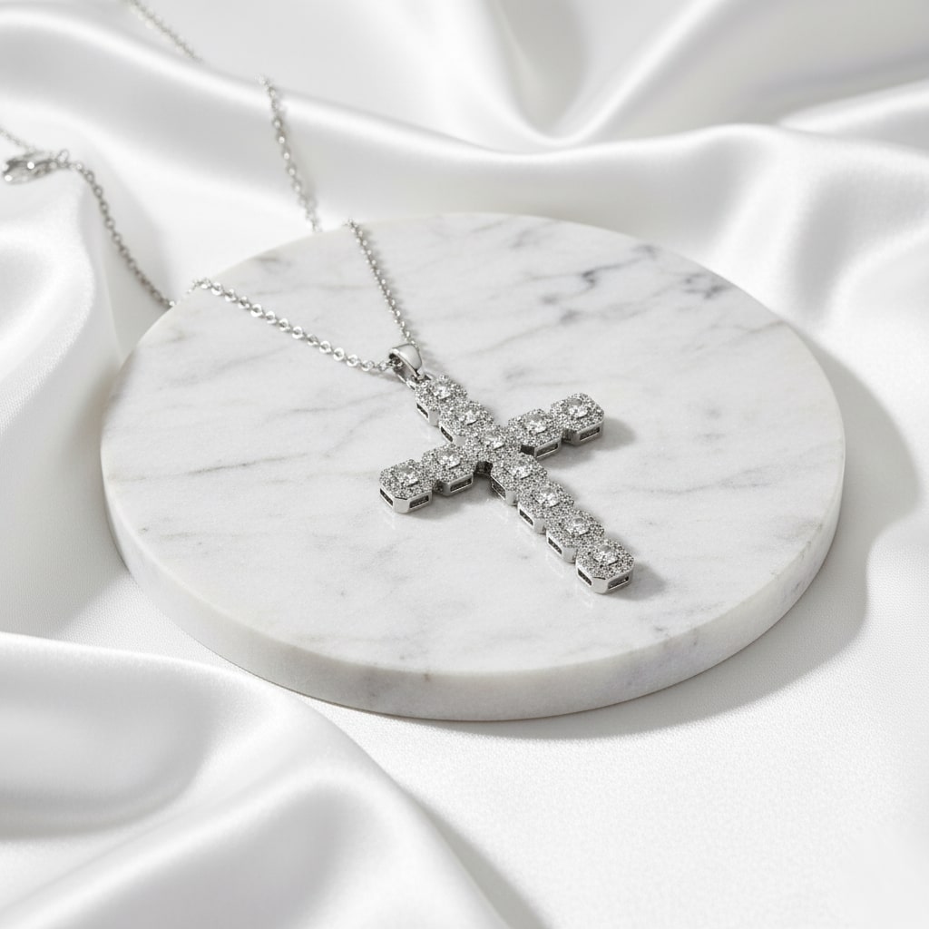 Luxury radiant cross necklace for all gender from House of Hide Australia