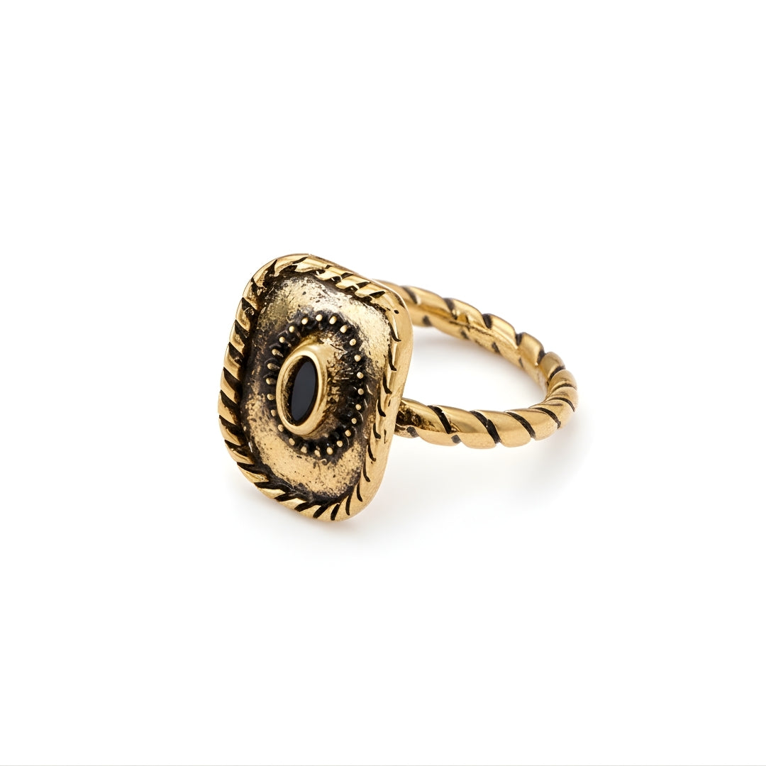 Rustic Rodeo Ring Perth Australia House of Hide gold ring with intricate design on white background