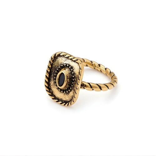 Rustic Rodeo Ring Perth Australia House of Hide gold ring with intricate design on white background