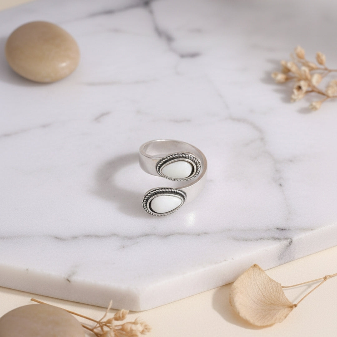 Luxury silver white stone ring Perth Australia House of Hide handcrafted jewellery