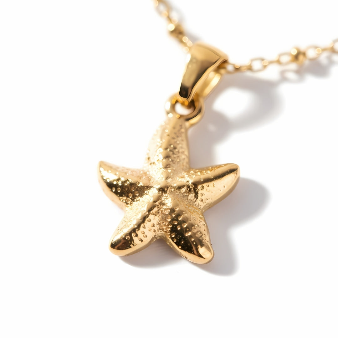 Delicate SeaLustre Charm Necklace with starfish pendant, perfect for ocean lovers and everyday style.