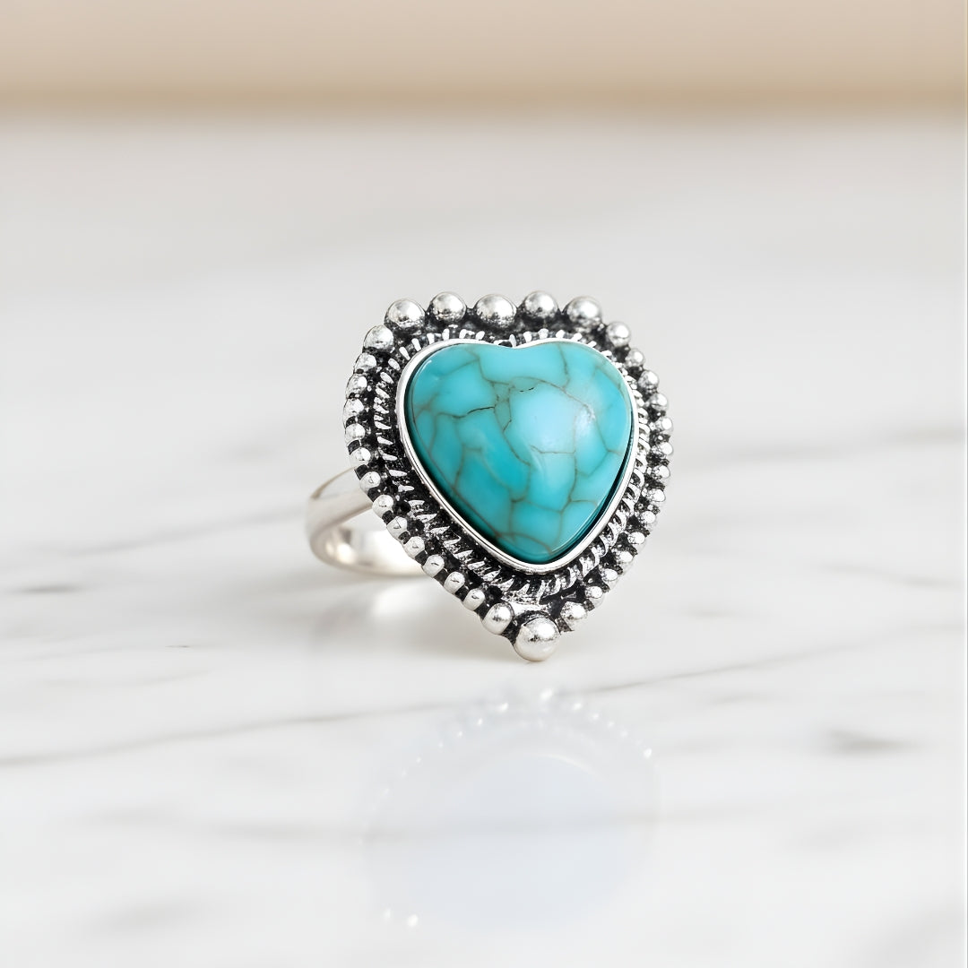 Seabreeze Serenity Ring featuring turquoise gemstone and detailed silver engravings Perth House of Hide