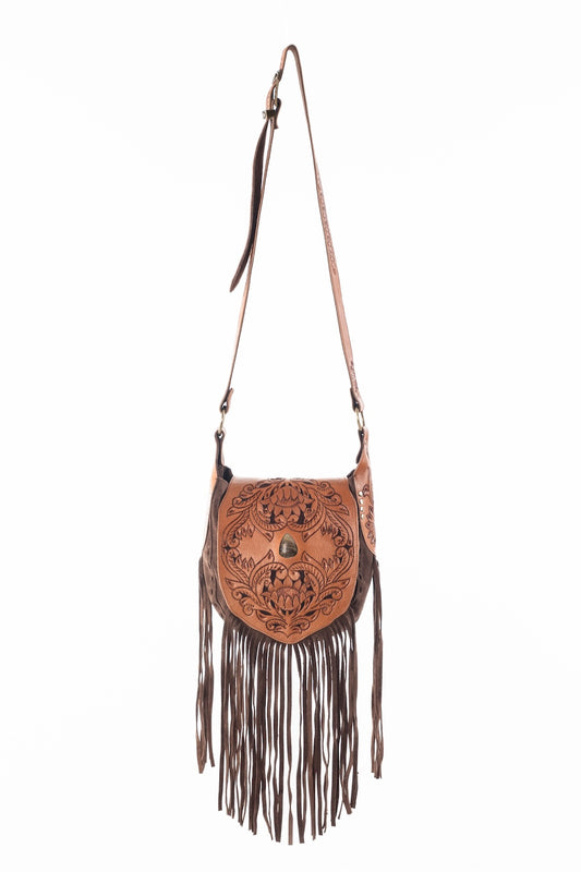 Montana Hand-Tooled Leather Crossbody Bag
