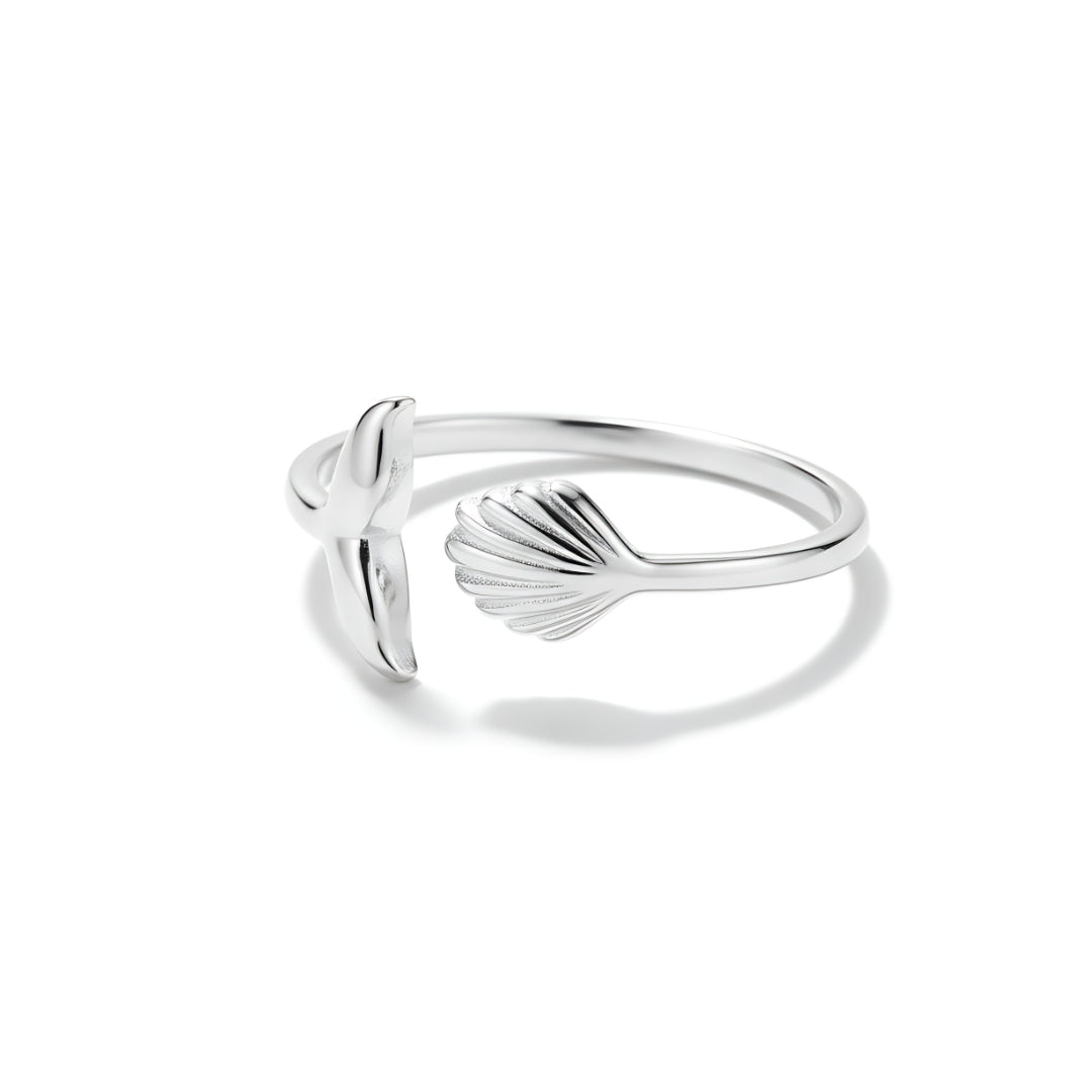 Elegant Silver Byron Mermaid Ring Perth Australia handcrafted ocean-inspired ring featuring leaf and mermaid motifs