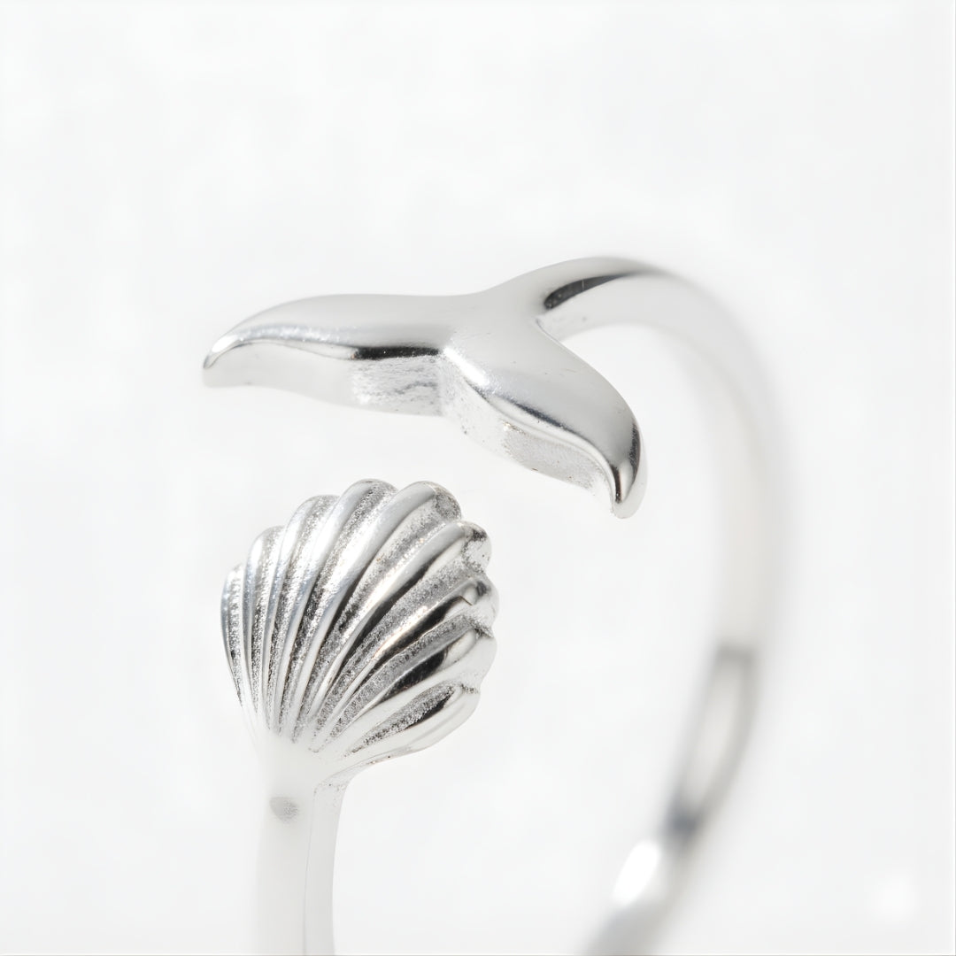 Stylish Silver Byron Mermaid Ring Perth Australia House of Hide radiant silver mermaid ring with intricate ocean details

