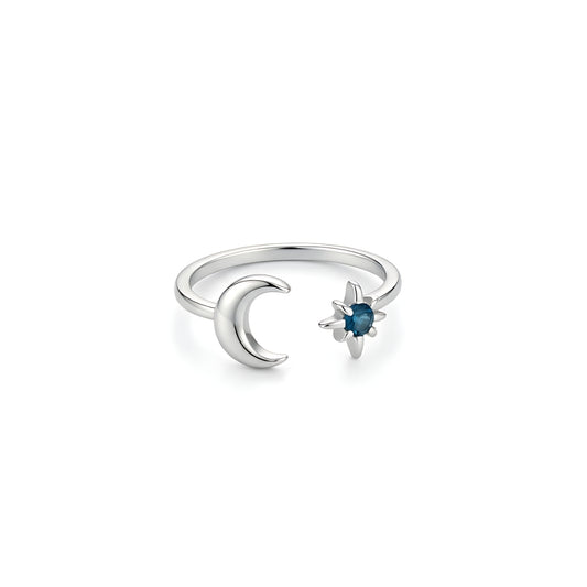 Silver Coral Moon Ring Perth Australia Houseofhide with crescent and turquoise stone.