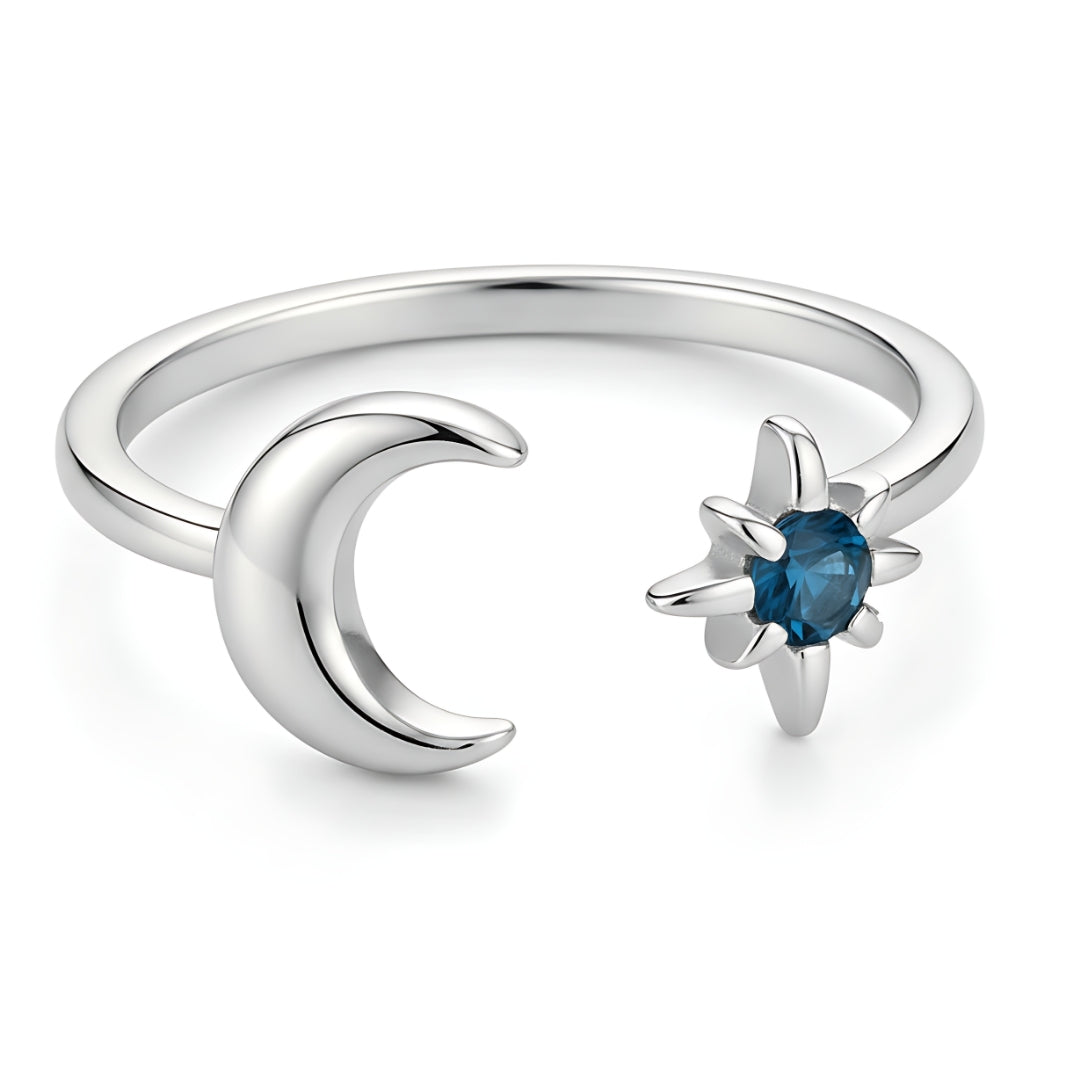 Silver Coral Moon Ring Perth Australia Houseofhide in soft silver lighting.