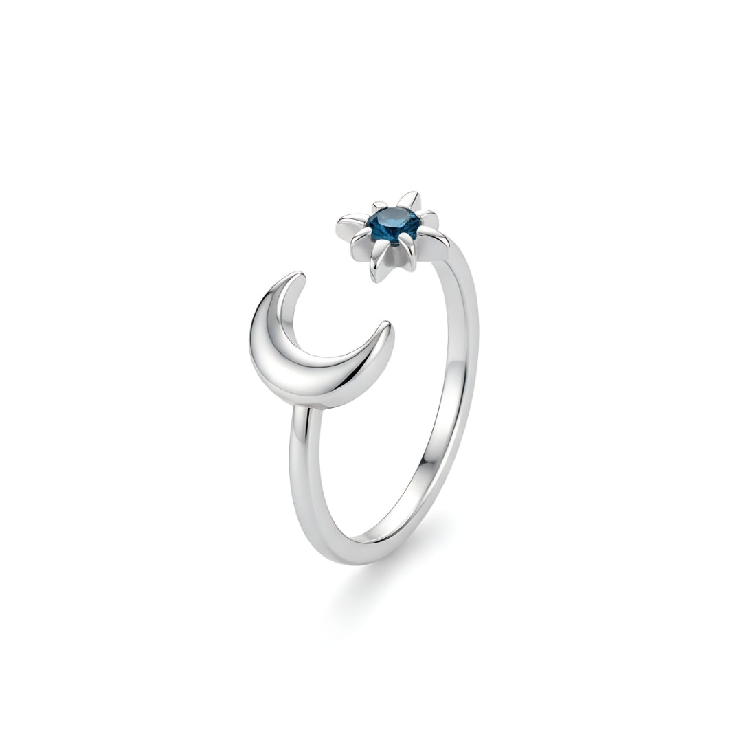 Silver Coral Moon Ring Perth Australia Houseofhide styled with natural texture.