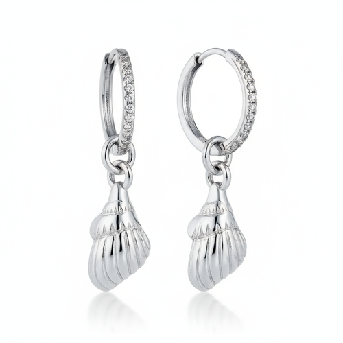 Silver Drift Conch Hoops Perth Australia House of Hide ocean shell inspired earrings