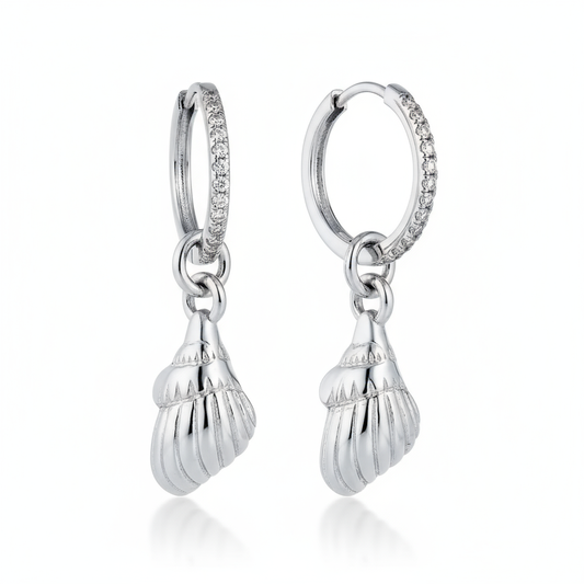 Silver Drift Conch Hoops Perth Australia House of Hide ocean shell inspired earrings