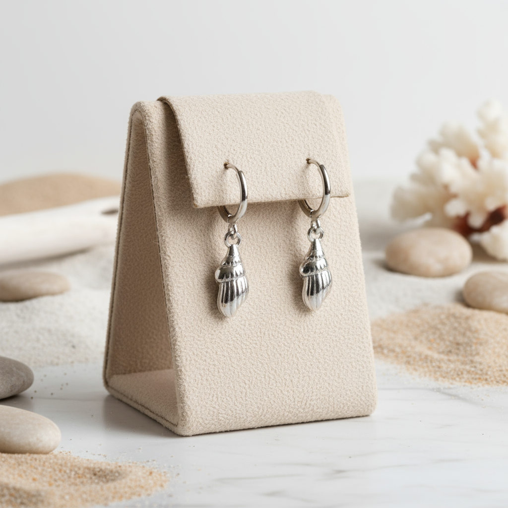 House of Hide Perth Australia Silver Drift Conch Hoops elegant silver ocean earrings