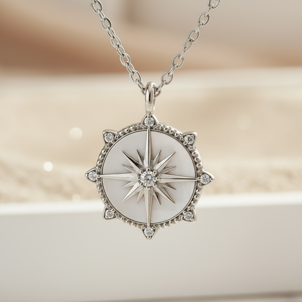 Island Halo Pendant Perth Australia stainless steel silver necklace with star and halo design