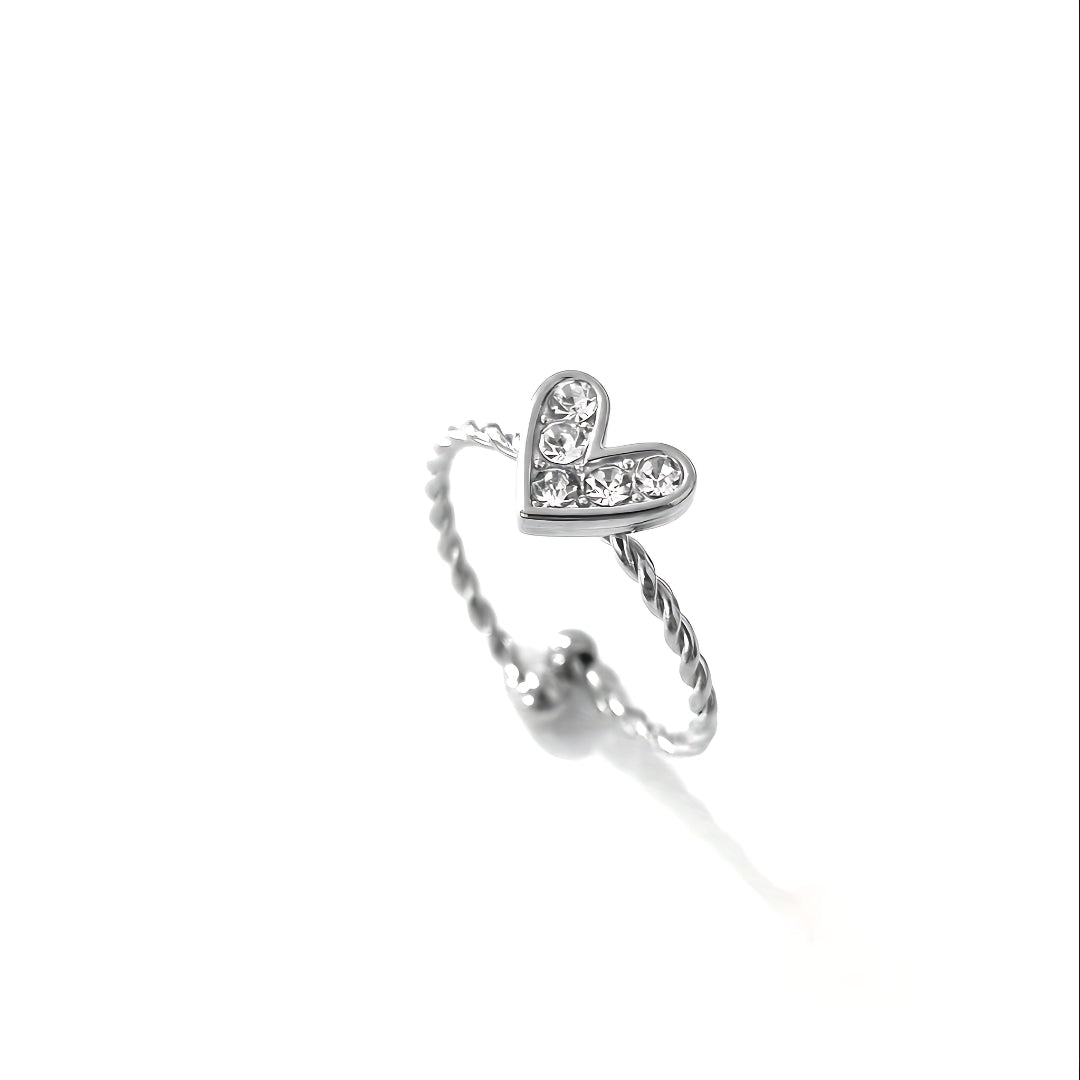 Silver Love Radiance Ring Perth Australia House of Hide silver stainless steel ring with sparkling cubic zirconia heart