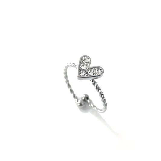 Silver Love Radiance Ring Perth Australia House of Hide silver stainless steel ring with sparkling cubic zirconia heart