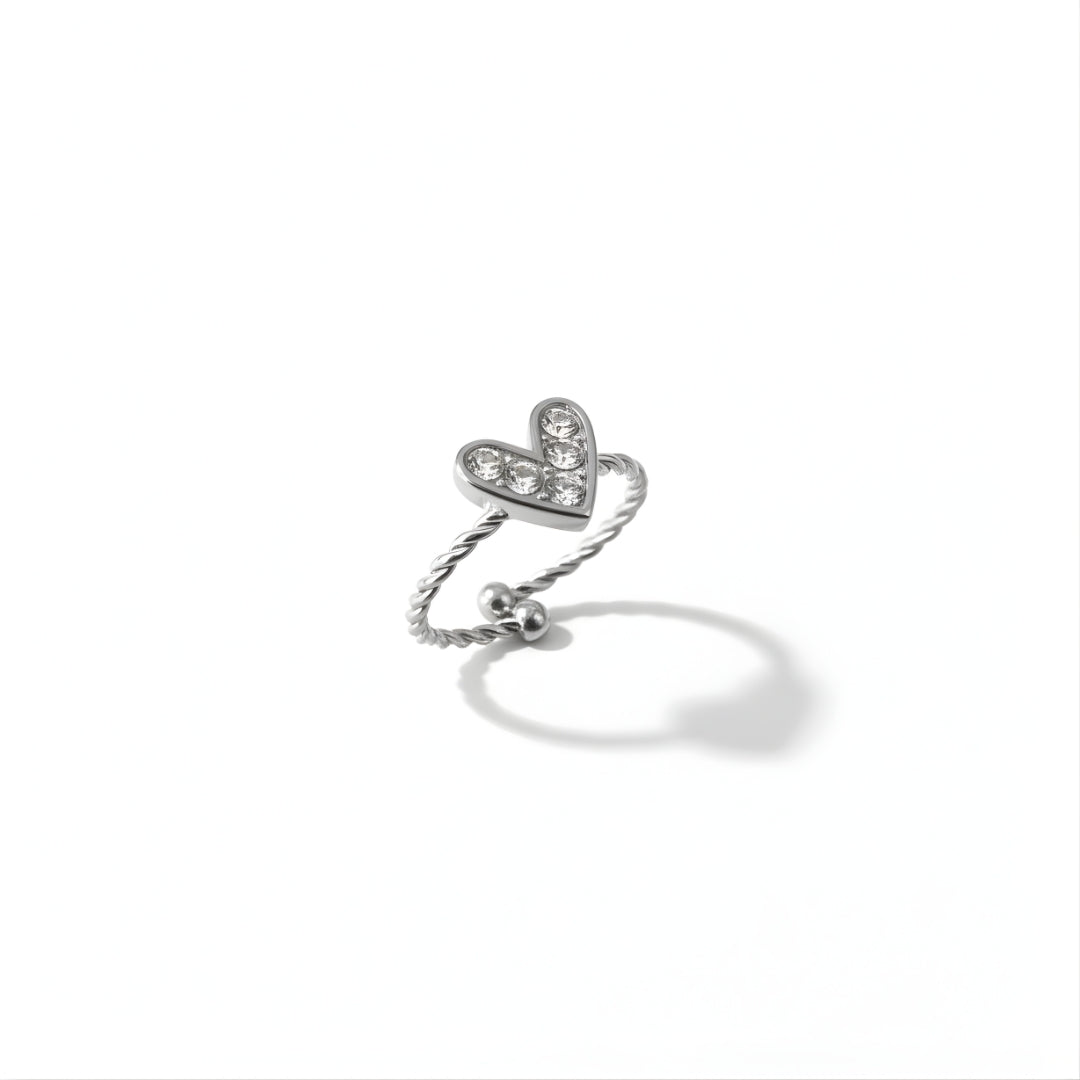 Silver Love Radiance Ring Perth Australia delicate silver ring with CZ heart for casual and formal wear