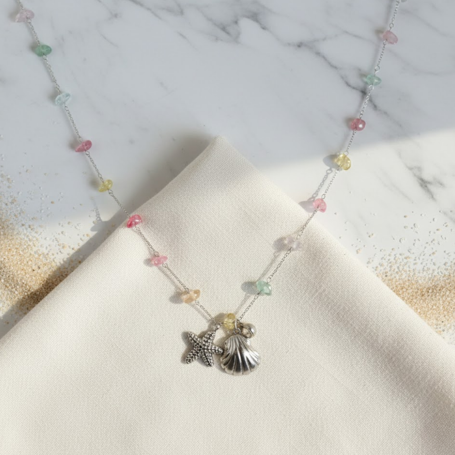 Elegant coastal-inspired Silver Ocean Dreams Necklace Perth Australia boutique jewellery with sea glass shimmer