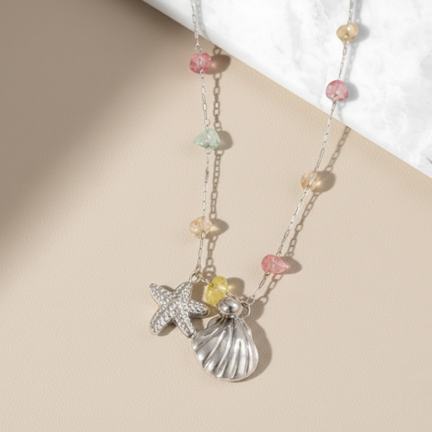 House of Hide Silver Ocean Dreams Necklace featuring silver ocean charms and gemstone accents inspired by Australian beaches