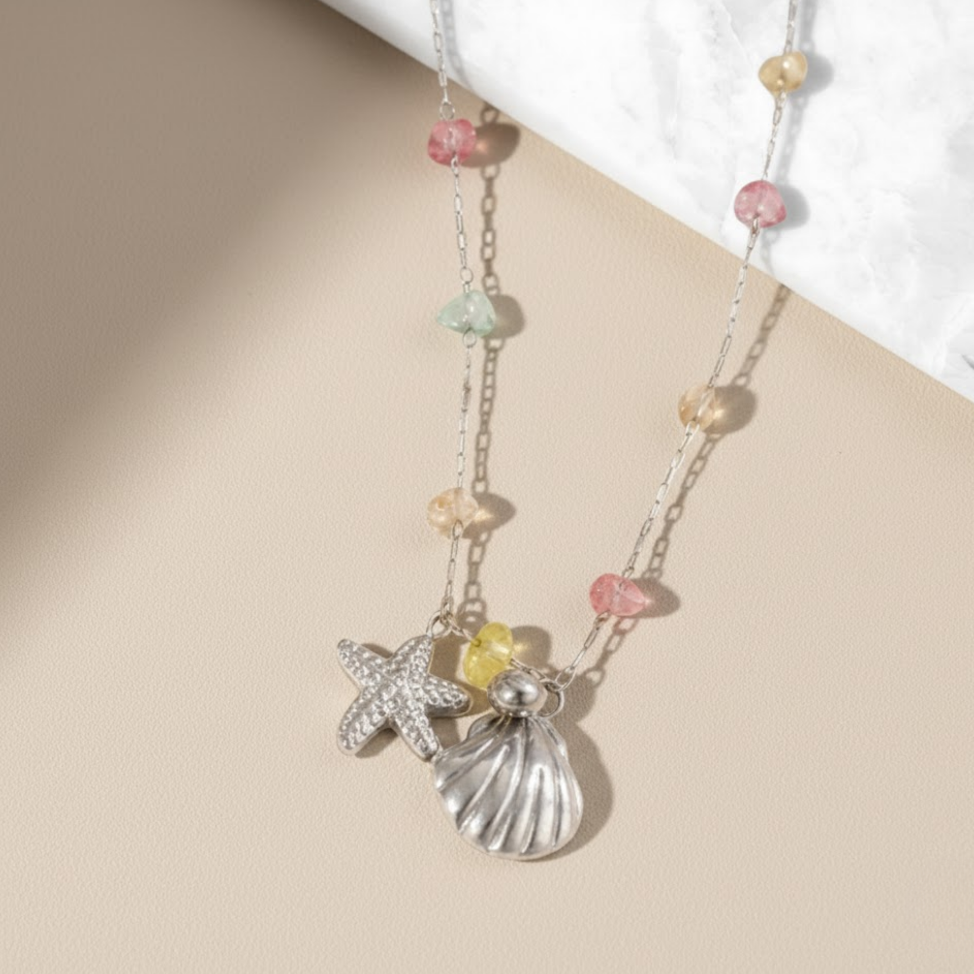 House of Hide Silver Ocean Dreams Necklace featuring silver ocean charms and gemstone accents inspired by Australian beaches