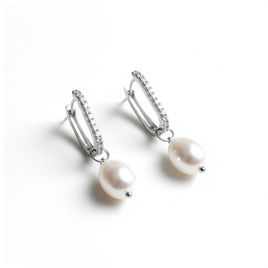 Silver Pearl Tide Drops Earrings Perth Australia House of Hide gold-plated earrings with freshwater pearl detail