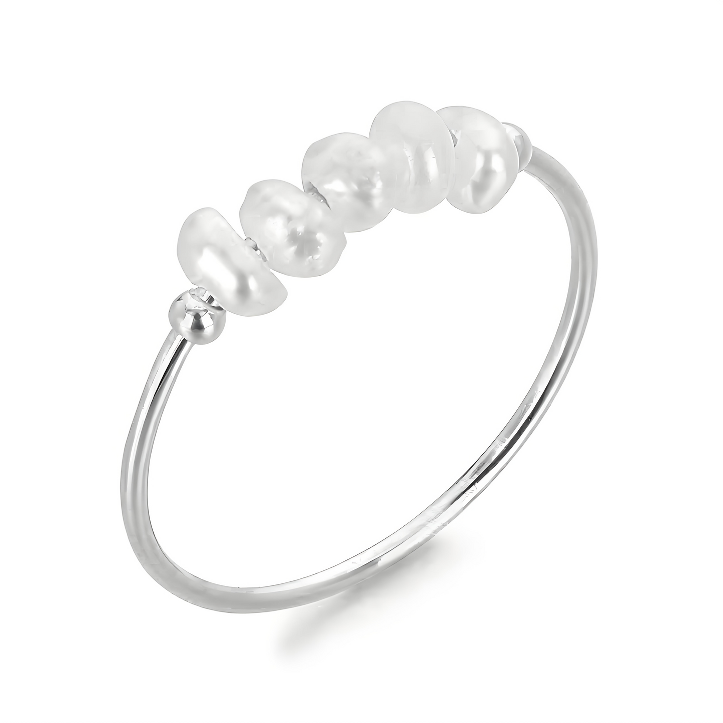 Silver Pearl Tide Ring Perth Australia House of Hide stainless steel ring with lustrous freshwater pearl centerpiece