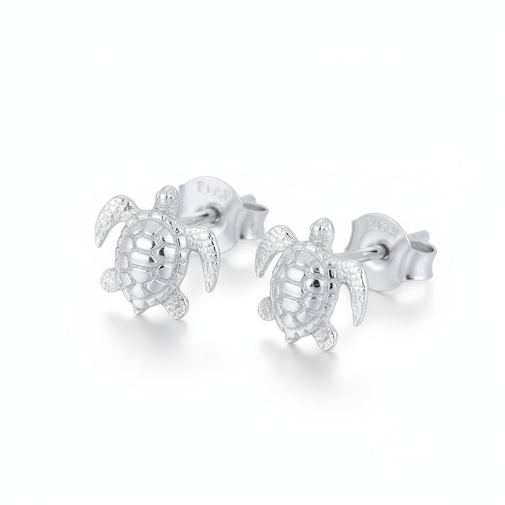 Silver Reef Turtle Studs Perth Australia House of Hide 925 silver turtle earrings