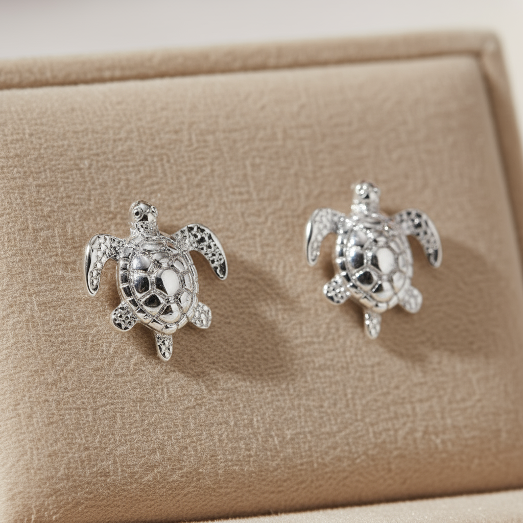 House of Hide Silver Reef Turtle Studs Perth Australia coastal nature earrings